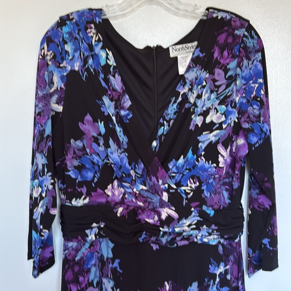 NorthStyle Fit & Flare Soft Comfort Knit Maxi Dress Sz 12-Blue-Purple-Black-EUC - Picture 2 of 11